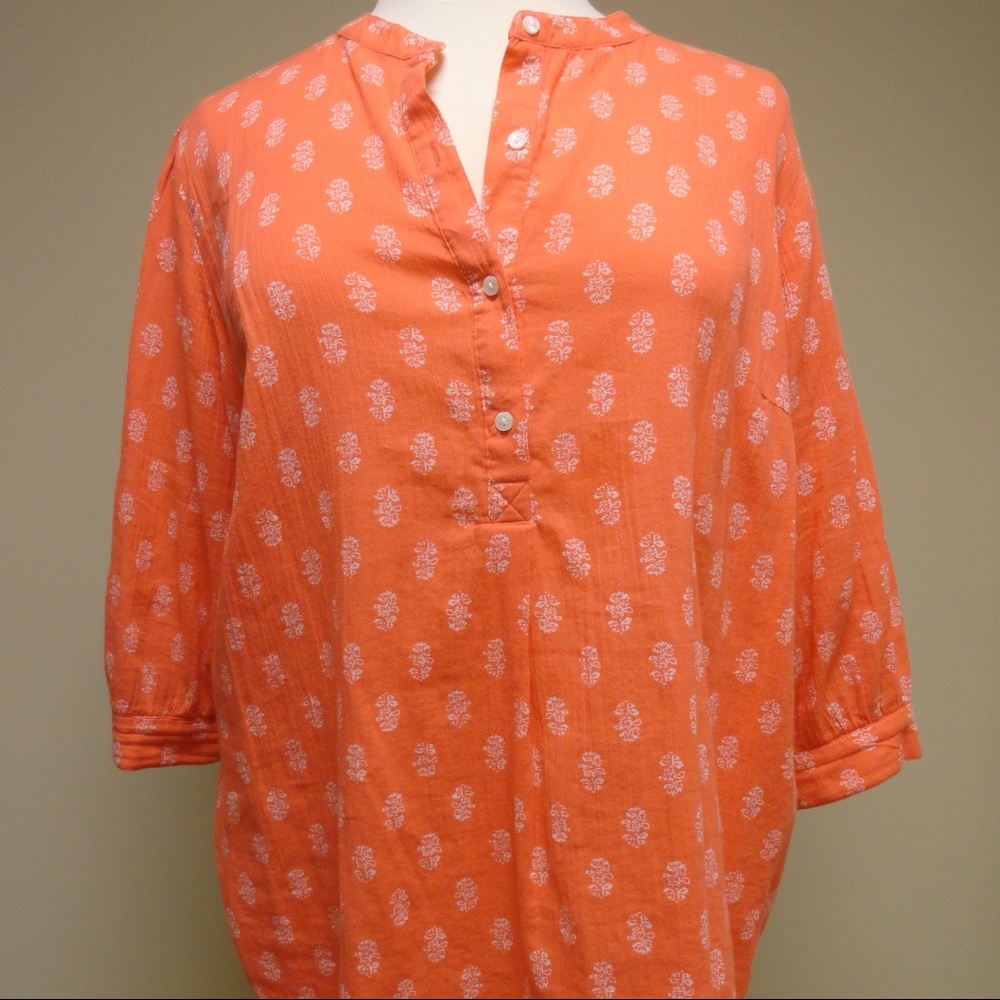 Old Navy Tunic, Orange with paisley design 2X